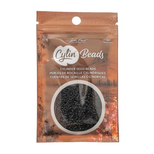 John Bead 25g Cylin Beads Black Matte 11/0 Glass Cylindrical Seed Beads for Jewelry Bracelets Necklaces Earrings Making Embroidery - color: Opaque Black Matte