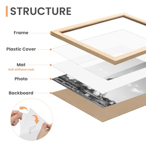 upsimples Picture Frames set of 19, Including 8x10, 5x7, 4x6 Natural Frame - color: Natural