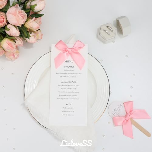 Pre-Tied Self Adhesive Pink Satin Ribbon Bows for Crafts 3" - color: Pink