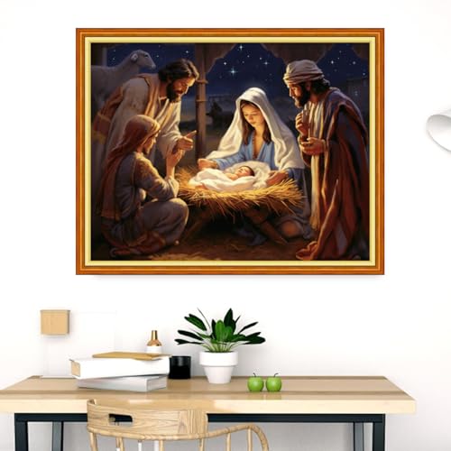 Dimensean Stamped Cross Stitch Kits Full Range of Embroidery Patterns Starter Kits for Beginners Adult DIY Cross Stitches Needlepoint Kits 11CT-Nativity 16x20 inch - color: Craftpattern46