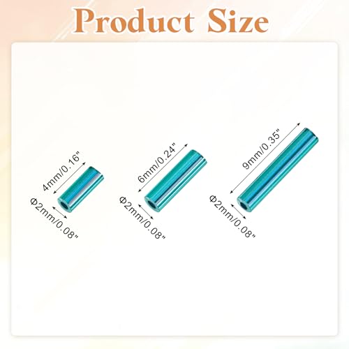 MECCANIXITY 2000pcs Glass Bugle Beads 4/6/9mm Long Tube Cylinder Beads - color: Mirror Blue