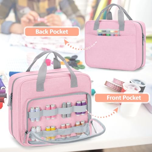 LUXJA Sewing Storage Organizer with Folio Open Design, Pink - color: Pink