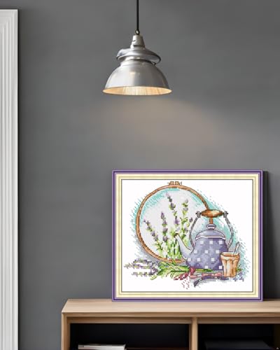 CaptainCrafts Cross Stitch Kits for Adults Stamped 11CT Tea Pattern - color: Cross Stitch and Afternoon Tea in Summer, style: Stamped 11CT