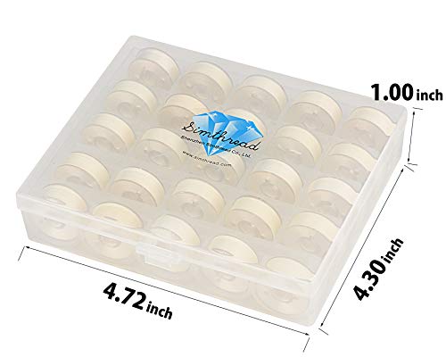 Simthread 25pcs Size L SA155 60WT Prewound Bobbin Thread - White - color: 60wt 25 White
