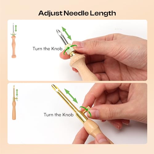 Pllieay Punch Needle Kit for Craft Embroidery - 10PCS Adjustable Punch Needle Set with 5 Sizes Needles, Threader, Scissors & Storage Bag - Easy to Use Punch Needle Kits Adults Beginner - size: 10pcs Punch Needle
