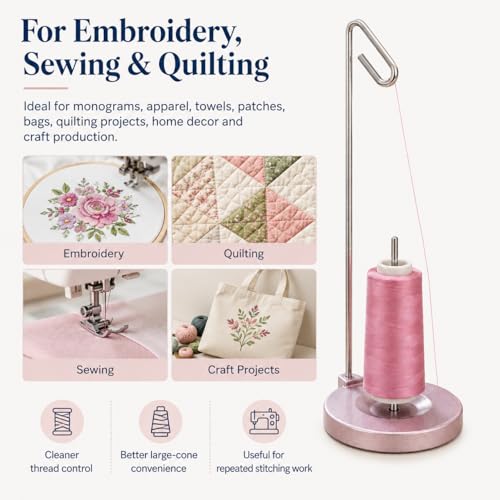 Simthread Metal Thread Spool Holder Stand for Sewing Embroidery Pink - color: Pink