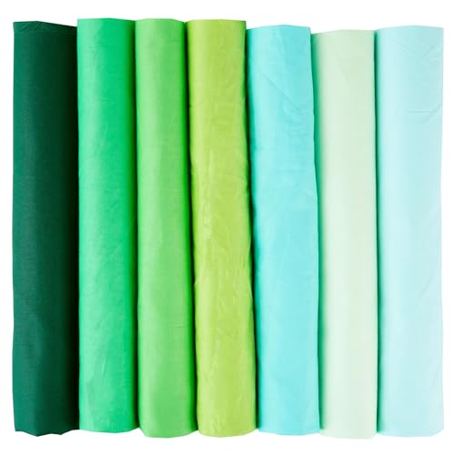 7PCS Solid Color Cotton Fabric Squares 20" x 20" Fat Quarter Fabric Bundles Craft Fabric for Patchwork Sewing Quilting Crafting DIY (Green) - color: Green