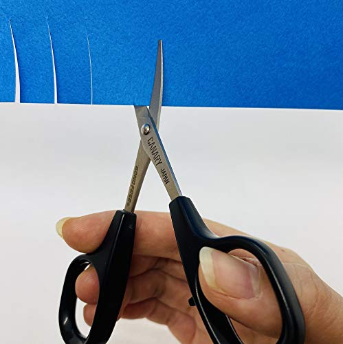CANARY Japanese Mini Craft Scissors 4" Curved Blade [Extra Non-Stick], Small Detail Scissors for Paper Crafting, Fabric Cutting, Art Crafts, Made in JAPAN - size: Mini (Extra Non-Stick -Curved-)