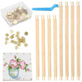 8 Pcs Needlepoint Stretcher Bars for Needlework - Including 6 in & 8 in Stretcher Bars, 40 Thumb Tacks, Storage Box and Tacks Remover, Wooden Canvas Stretcher Bars for Embroidery Needlework