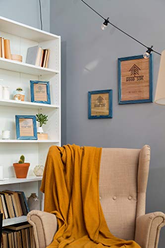 Rustic Wooden Square Picture Frames 8x8 - Set of 2-100% Natural Farmhouse Washed Barn Wood with Real Glass for Wall Mounting and Tabletop Photo Frame - Navy Blue - color: Navy Blue