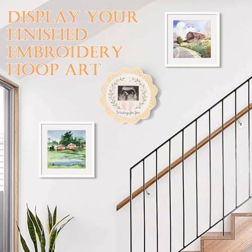 4 Sets Wood Embroidery Hoop Frame 8 Inch Embroidery Display Frame Large Round Wooden Embroidery Frame for Finished Cross Stitch Hoop Frame DIY Decor Sewing Ornaments - style: Burnt Orange