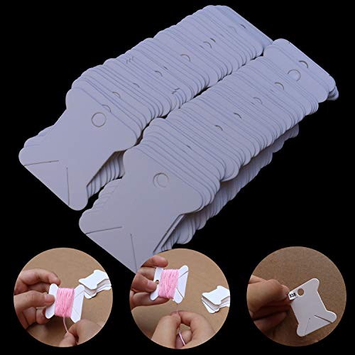 Embroidery Floss Bobbins-Paper Cross Stitch Embroidery Thread Organizer Cardboard -Floss Bobbins- Crafts Floss Bobbins -165 Thread Bobbin Cards (White) - size: 165 bobbins