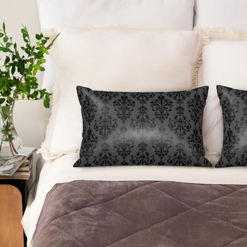 Satin Pillowcase for Hair and Skin Retro Black Damask Dark Purple Super Soft and Cooling Similar to Silk Pillow Case 1 Pack with Hidden Zipper Silky Soft Zippered Satin Pillowcase20 x30 - color: Retro Black Damask Dark Purple