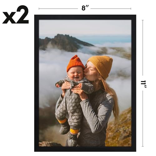 Americanflat 8x11 Picture Frame 2-Pack - Slim Molding - Black - size: 8x11