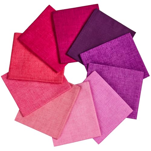 Craftido - 11 Options Solids with Tweed Tonals - Assorted Color Cotton Quilting Fabric Bundles 10pcs Fat Quarters 18"x21" - Medium Weight 5.2oz-for Quilting, Sewing and Crafts-Wildberry(Pinks+Purples) - color: Wildberry(pinks+purples)