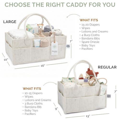 Parker Baby Co. Felt Diaper Caddy Organizer - Large, White - color: White (Heathered White), size: Large