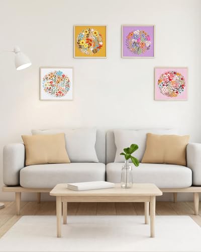 ERKOON 4 Sets Embroidery Kit for Beginners,Hummingbird and Flower Cross Stitch Set for Include Embroidery Cloth Hoops Threads for Craft Lover Hand Stitch (Flower) - color: Flower