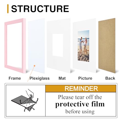 decorUhome 8x8 Picture Frame Fits 4x4 Photos with Mat, Pink - color: Pink, size: 8x8