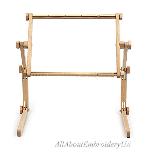 Needlework Table and Lap Hands-Free Stand with Adjustable Frame Made of Organic Beech Wood Tapestry Cross Stitch Embroidery Frame Holder (25x32 cm (9.8" х 12.5")) - size: 9.8" х 12.5"