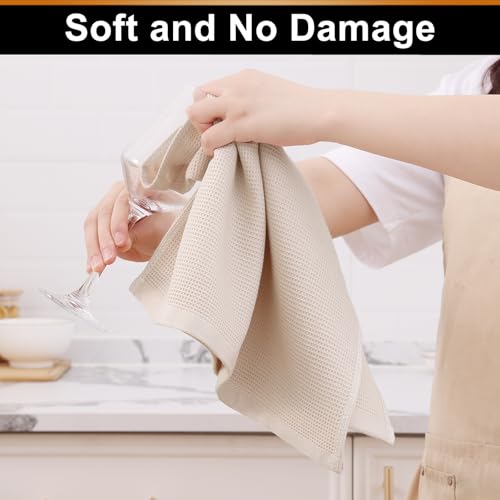 Homaxy 100% Cotton Waffle Weave Kitchen Towels, 12 Pack, Beige - color: Begie, size: 16 x 26 - 12 Pack