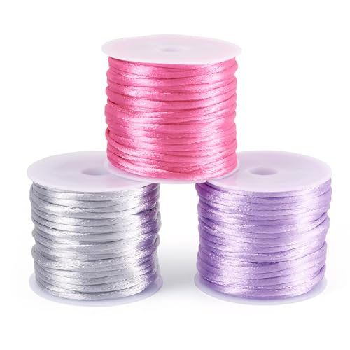 Elecrelive 30 Yards Rattail Cord Silk Rope 2mm Nylon String for Bracelets - color: Pink Purple