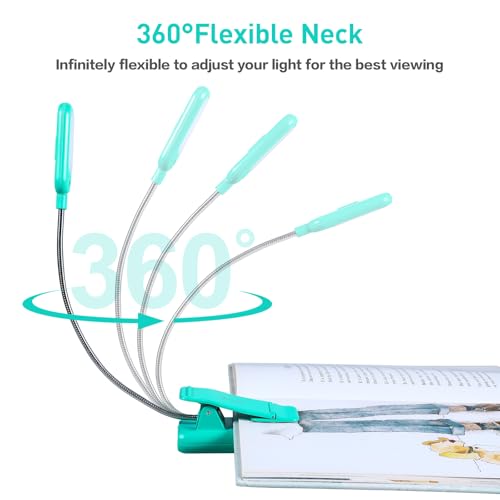 VAVOFO Rechargeable Book Light, Blue Light Blocking, Amber 1600K Clip On Reading Light, Eye Care 7 LEDs Kids Book Light for Reading in Bed with Power Indicator for Bookworms (Emerald Green) - size: 1-Pack Emerald Green