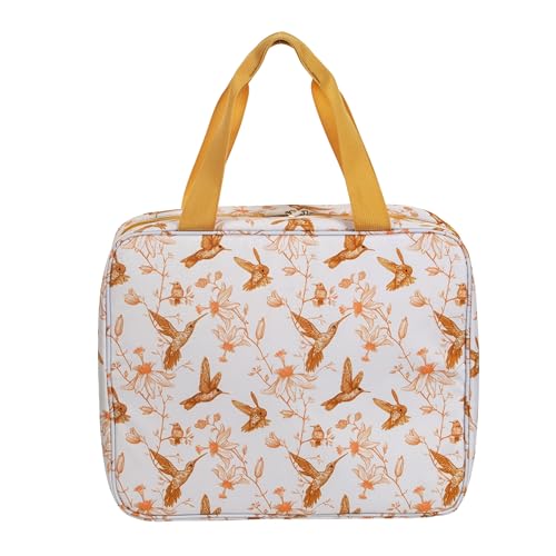 Portable Square Cross Stitch Starter Kits Bag Embroidery Project Bag Embroidery Tool Storage Tote Bag with Multifunctional Pockets, Bag Only (Bird Pattern) - color: Bird Pattern