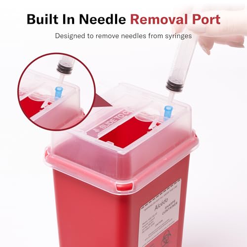 Alcedo Sharps Container 2 Quart (3-Pack) for Home Use & Travel Disposal - size: 2 Quart