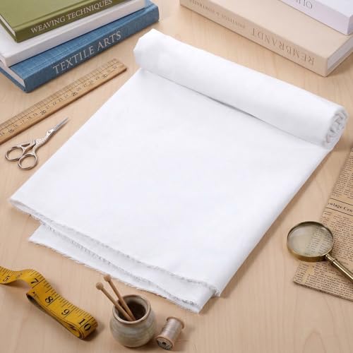 White Material Fabrics Muslin Fabric Cotton Cloth for Sewing 4.7 Oz White Cotton Fabric By The Yard Embroidery Quilting Material Apparel Cloth for Garments 1.6 X 0.5 Yard/59 LX 19.6" W