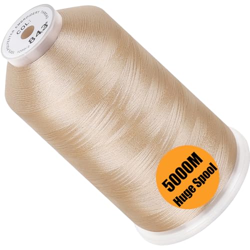 New brothread 5000M Huge Spool Embroidery Machine Thread - Beige - color: Beige-843
