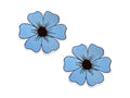 Blue Flower Patch, 2.5” x 2.5”, 2-Pack, Embroidered Iron-On for Hats, Bags, Jackets - color: Blue Flower
