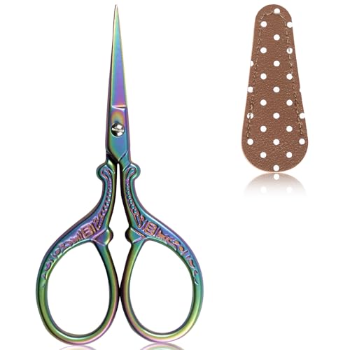 3.6 Inch Small Embroidery Scissors for Sewing & Crafting - Mini Sharp Craft Scissors with PU Leather Cover, Perfect for Cross Stitch, Knitting & DIY Handicrafts - size: 3.6 Inch, style: Style AA1712