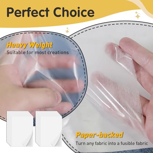 Iron On Adhesive Sheets 20PCS, Heavy Weight Double-Sided Heat Melt Fabric Glue Sheet, A4 Size Fusible Adhesive Sheets, Press-on Patch Iron On Tape, Fusible Interfacing for Sewing, Heat and Bond - size: 20-PACK