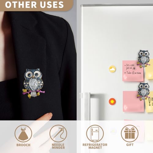 Needle Minder Magnet, Magnetic Needle Minder, Needle Minders Magnetic Cross Stitch Accessories, Magnetic Needle Holder, Life Tree, Butterfly, Cats, Owl, Heart (OWL) - size: OWL