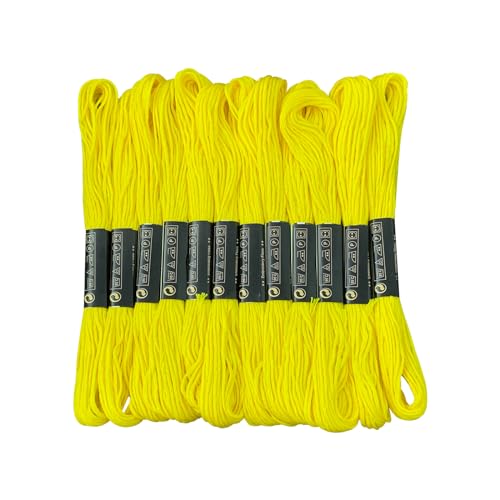 12 Skeins Embroidery Floss Yellow Color, Friendship Bracelet String Cross Stitch Embroidery Thread Floss Bracelet Making Yarn, Craft Floss（Yellow） - color: Yellow