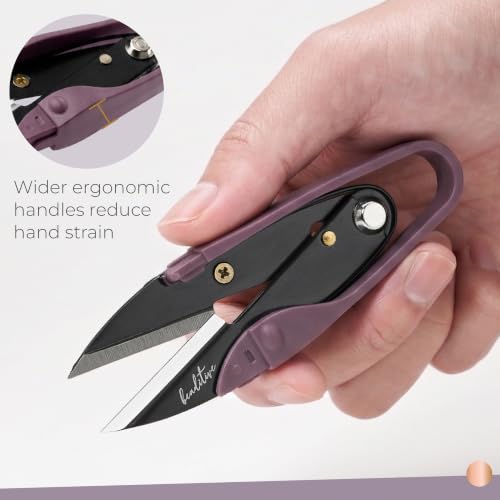 Beaditive Premium Thread Snips - Thread, Yarn, Embroidery Snipper for Sewing, Quilting, Knitting, Jewelry Making - High-Carbon Steel Blades with Protective Cap and Lanyard (Purple) - color: Purple