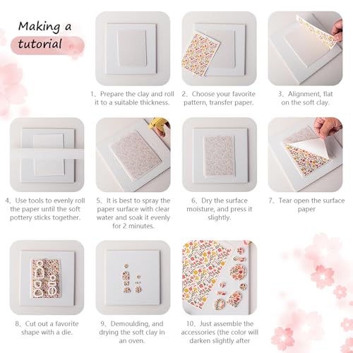 15 Pcs Transfer Paper for Polymer Clay, 3 Design Leopard Cow Abstract Floral Pattern Water-Soluble Clay Transfer Sheets for Crafting Soft Ceramic Earrings Jewelry & Polymer Clay Molds - color: 3 Pattern Sets
