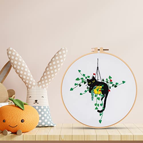 Louise Maelys Stamped Cat Embroidery Kit for Beginners Needlework - color: kit-2