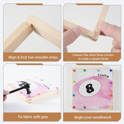 Jieting Wooden Stretcher Bars Kit with 100 Tacks, Canvas Stretcher Bars for Needlework, Embroidery, Cross Stitch, Needlepoint & Fabric Crafts Frame Set (6/10 / 14 Inch) - color: 6 / 10 / 14 Inch