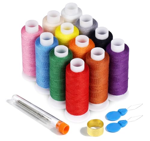 12 Color Sewing Thread Kit, 300 Yards Yards Each Spools - color: 12 Colors,300yd