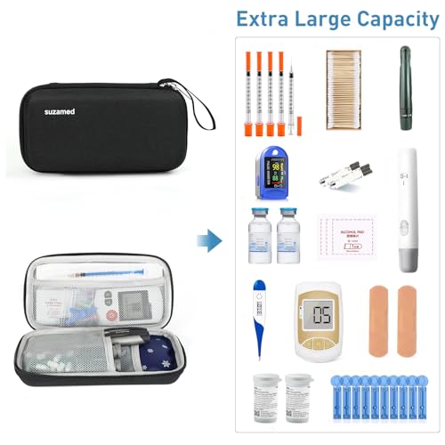 suzamed Insulin Cooler Travel Case, 2x150g Ice Pack TSA Approved, Black - color: Black