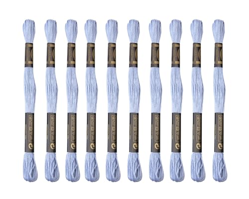 12 Skeins Embroidery Cotton Floss of 8.75yds for DIY Embroidery, Sky Blue - color: Sky Blue