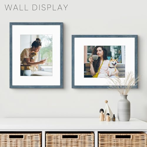 Golden State Art 16x20 Blue Picture Frame Mat for 11x14 Real Glass - color: Blue, size: 16x20