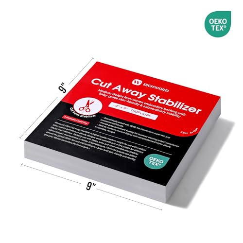 BAI Cut Away Stabilizer for Machine Embroidery 9"x9" 100 Sheets - color: 9"x9" 100 sheets