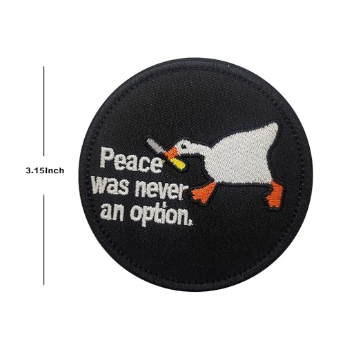 Peace was Never an Option Duck Knife Embroidered Hook Loop Funny Patch