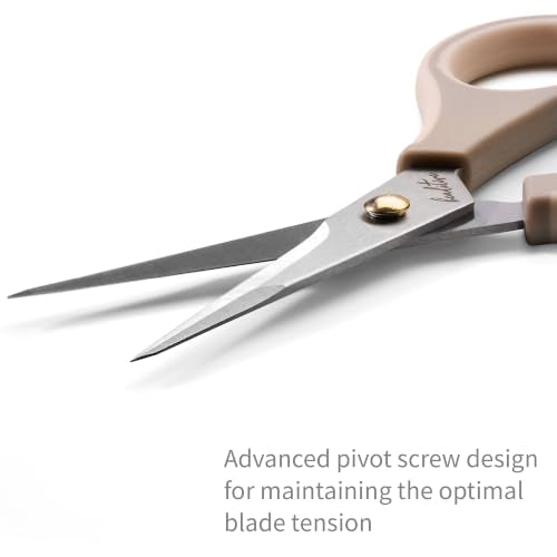 Beaditive Precision Craft Scissors - Ultra Sharp Stainless Steel Blades & Non-Slip TPR Handles - Adult & Kid Scrapbooking Scissors With Safety Cap For Home, Office, School (Milk Tea) - style: Milk Tea