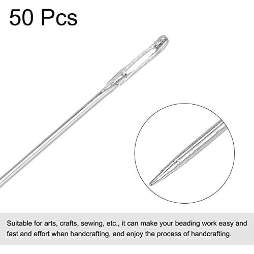 uxcell Beading Needles Fine Thin Long Straight Sewing Embroidery Threads Stainless Steel 3.94 Inch 50Pcs - size: 100mmx0.45mm