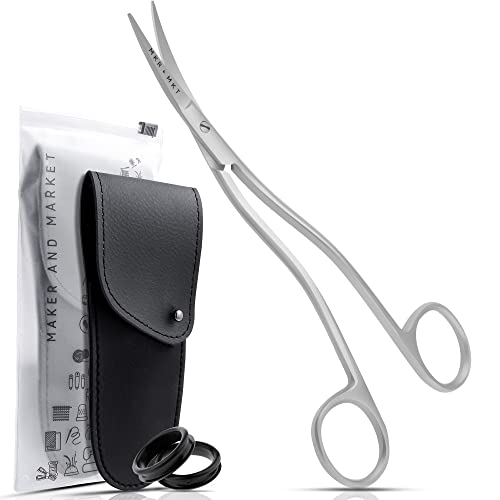 Applique Scissors for Embroidery - Double Curved Handle, 6", Brushed - color: Satin