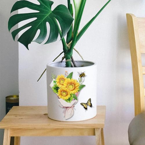 3 Sheets Sunflower Rub on Transfer Waterproof Furniture Transfers Decals Summer Flower Farmhouse Rub on Decals 6 x 12 Butterfly Transfer Stickers for Wood Door Cabinet Craft Home Decor - style: Sunflower