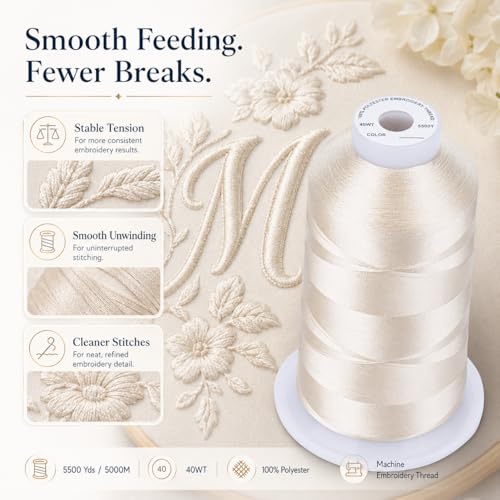 Simthread Embroidery Machine Thread 5000M 40WT Polyester, Antique Lace S005 - color: AntiqueLaceS005